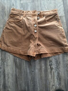 American Eagle  Button-Front Mom Skort — Brown